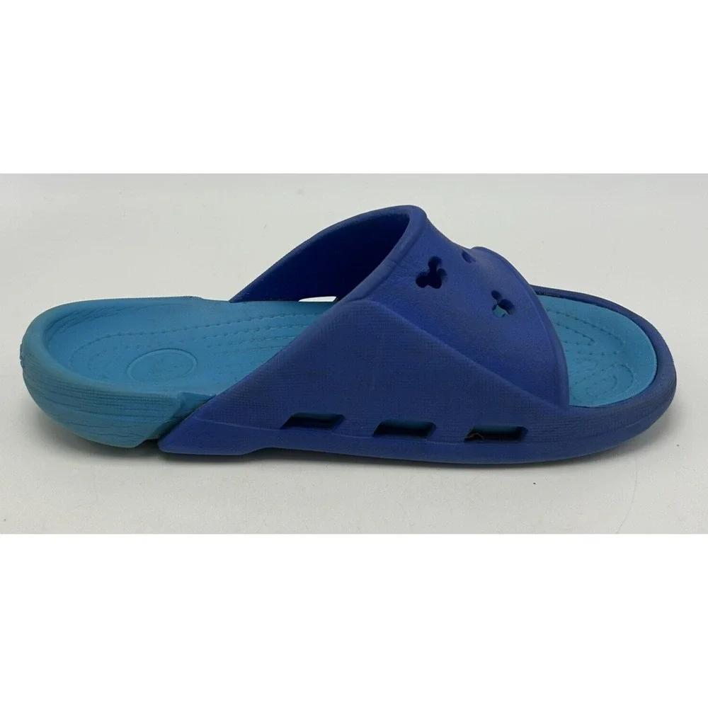 Disney Crocs Sandals Boys 2 Slide Youth Junior Blue Mickey Cut Out